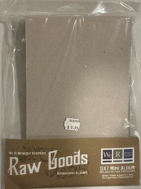 NEW We R Memory Keepers Raw Goods 5" x 7" Bookboard Album & 10 Page Protectors